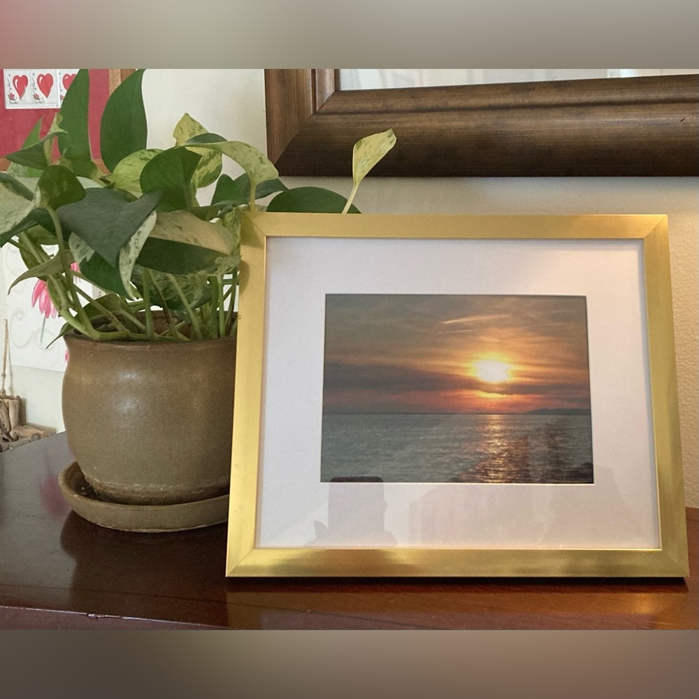 Framed Color Photograph “Sunset Cruise” Home Decor Gold Matted Size 8x10